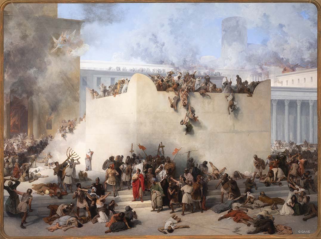 La destruction du Temple de Jérusalem en 70, vision d'artiste de Francesco Hayez (1867) : l'événement final que Dn 9:26 annonce, selon cette lecture.
