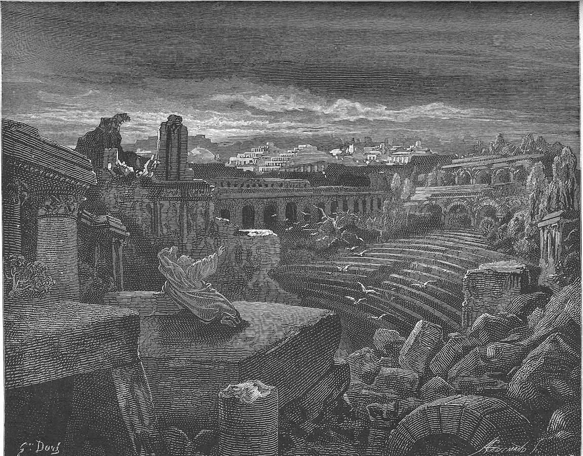 Isaiah’s vision of the destruction of Babylon (Isa 13), engraving by Gustave Doré (1866). Artist’s impression; the final day of YHWH has not happened.
