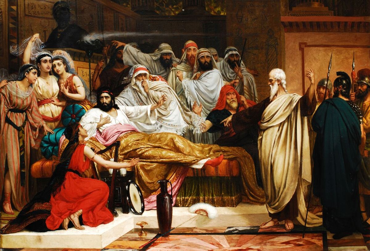 El profeta Jeremías anuncia al rey Sedequías la caída de Jerusalén, visión de artista de Joseph Stallaert (siglo XIX).