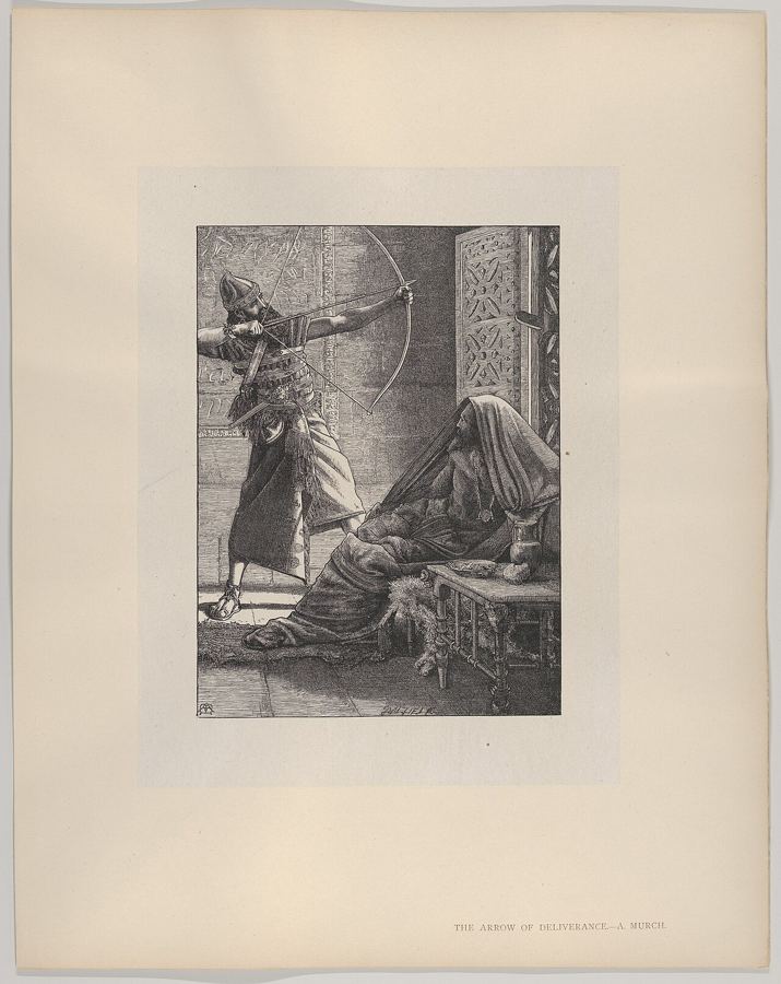 « La flèche de délivrance » : Élisée et le roi Joas, gravure de la Dalziels' Bible Gallery (1865-1881). Vision d'artiste.