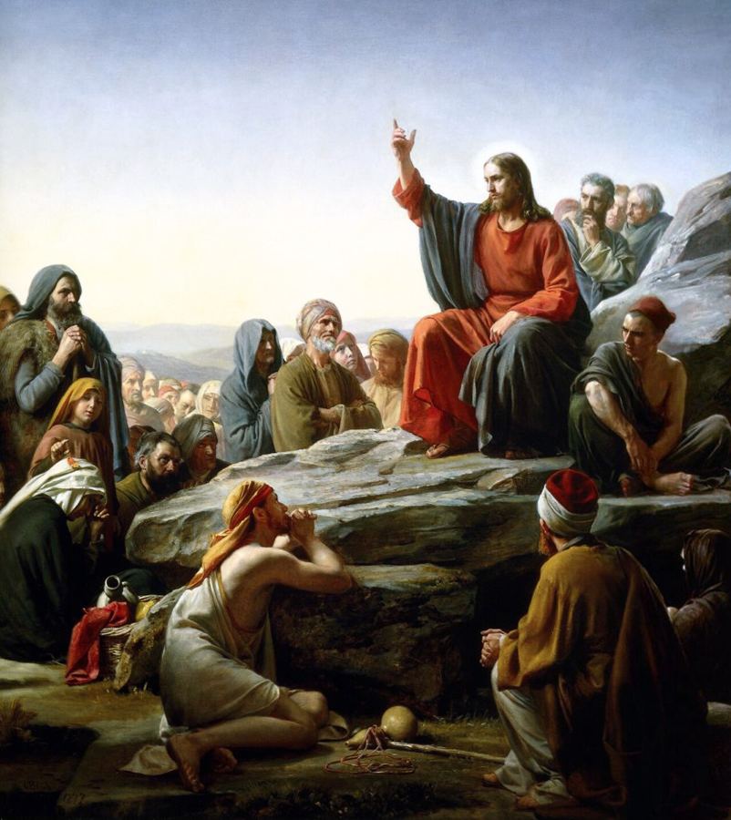 Jesús enseñando a las multitudes en Galilea (Sermón del Monte): visión de artista de Carl Bloch, 1877.