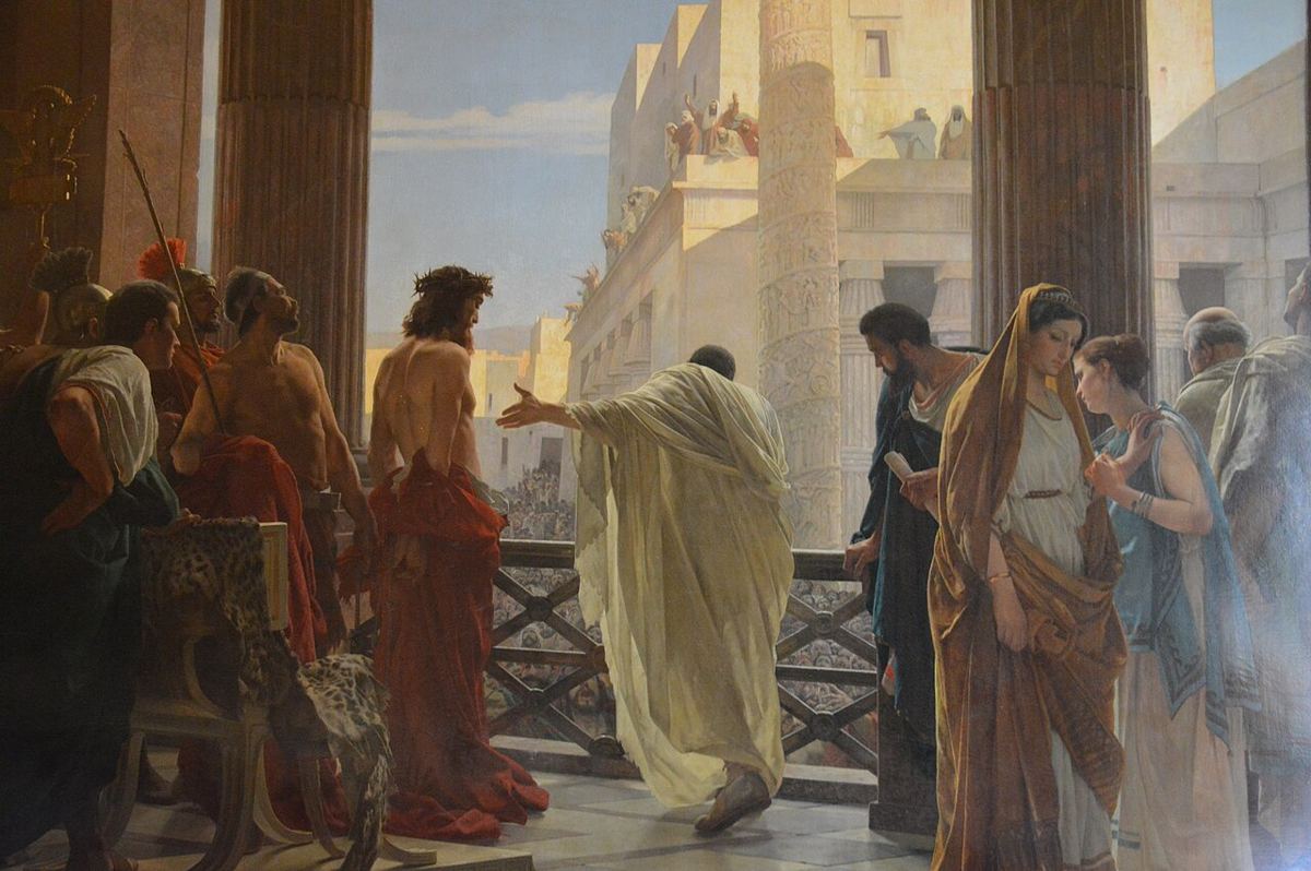 Pilate presents Jesus to the crowd that rejects him (“Ecce Homo”), artist’s impression by Antonio Ciseri (1871-1888).