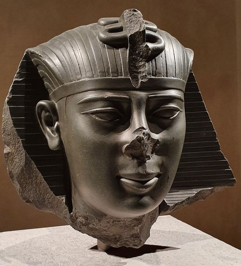 Head of a statue of Pharaoh Amasis (Ägyptisches Museum, Berlin). His prosperous 44-year reign contradicts the Egypt “desolate for forty years” of Ezek 29.